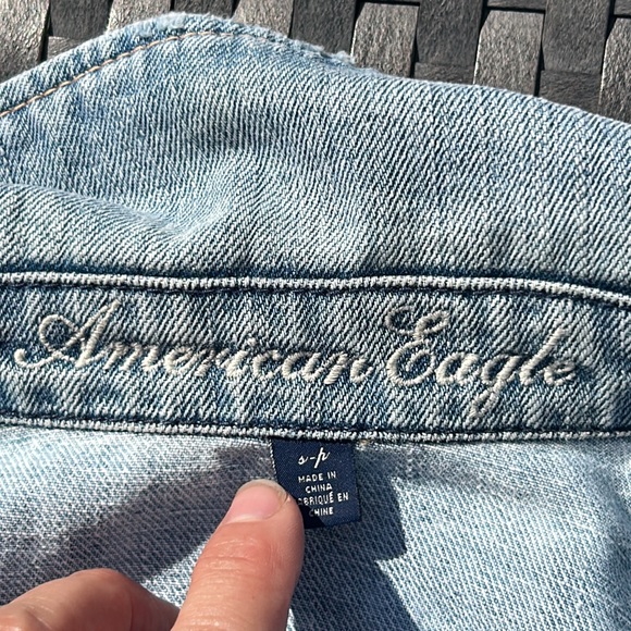 American Eagle Denim Blue Jean Cotton Vest Jacket Size Small Petite - Picture 5 of 6